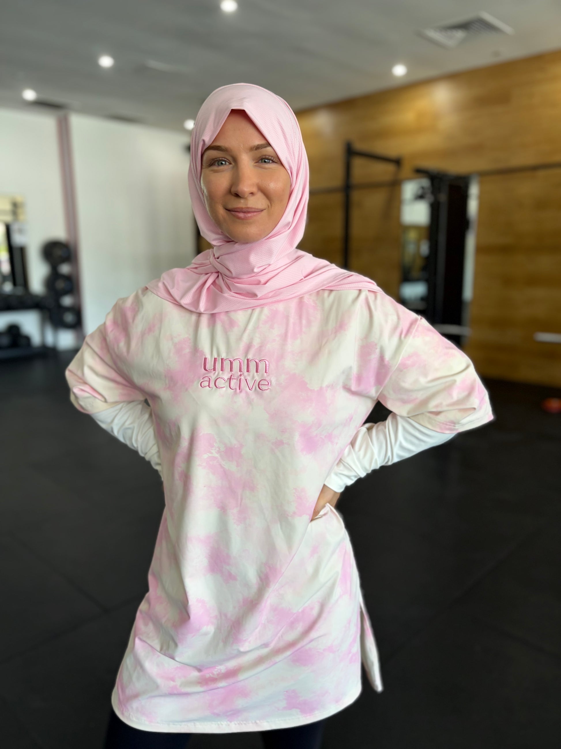 modest gym outfit with sports hijab