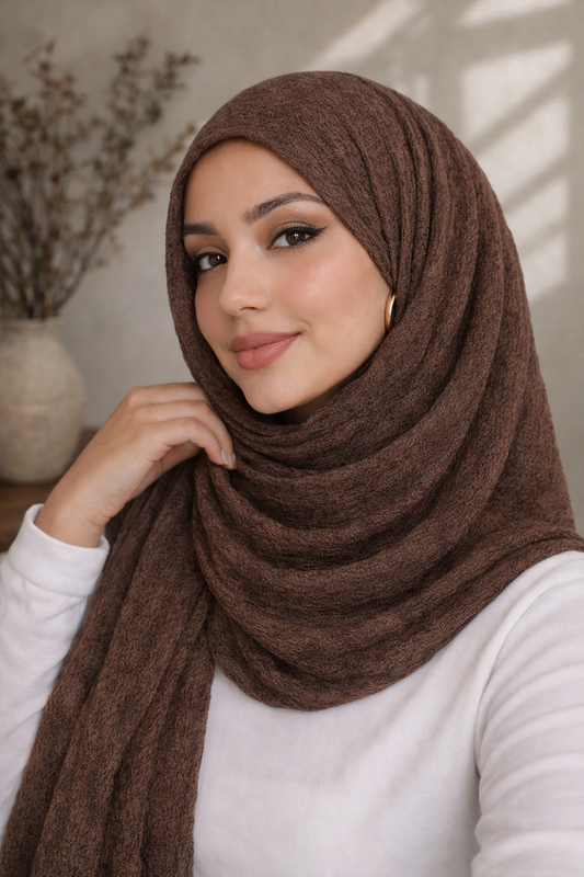 Espresso two toned crinkle hijab 
Natural modal Australia modest fashion
