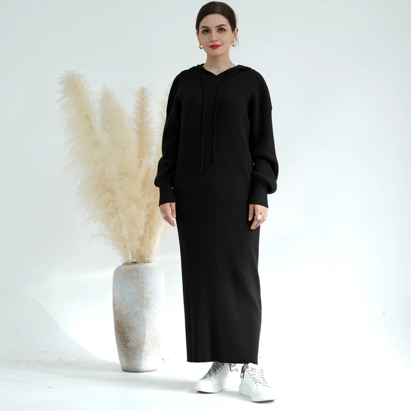 Layl Knit hoodie Abaya