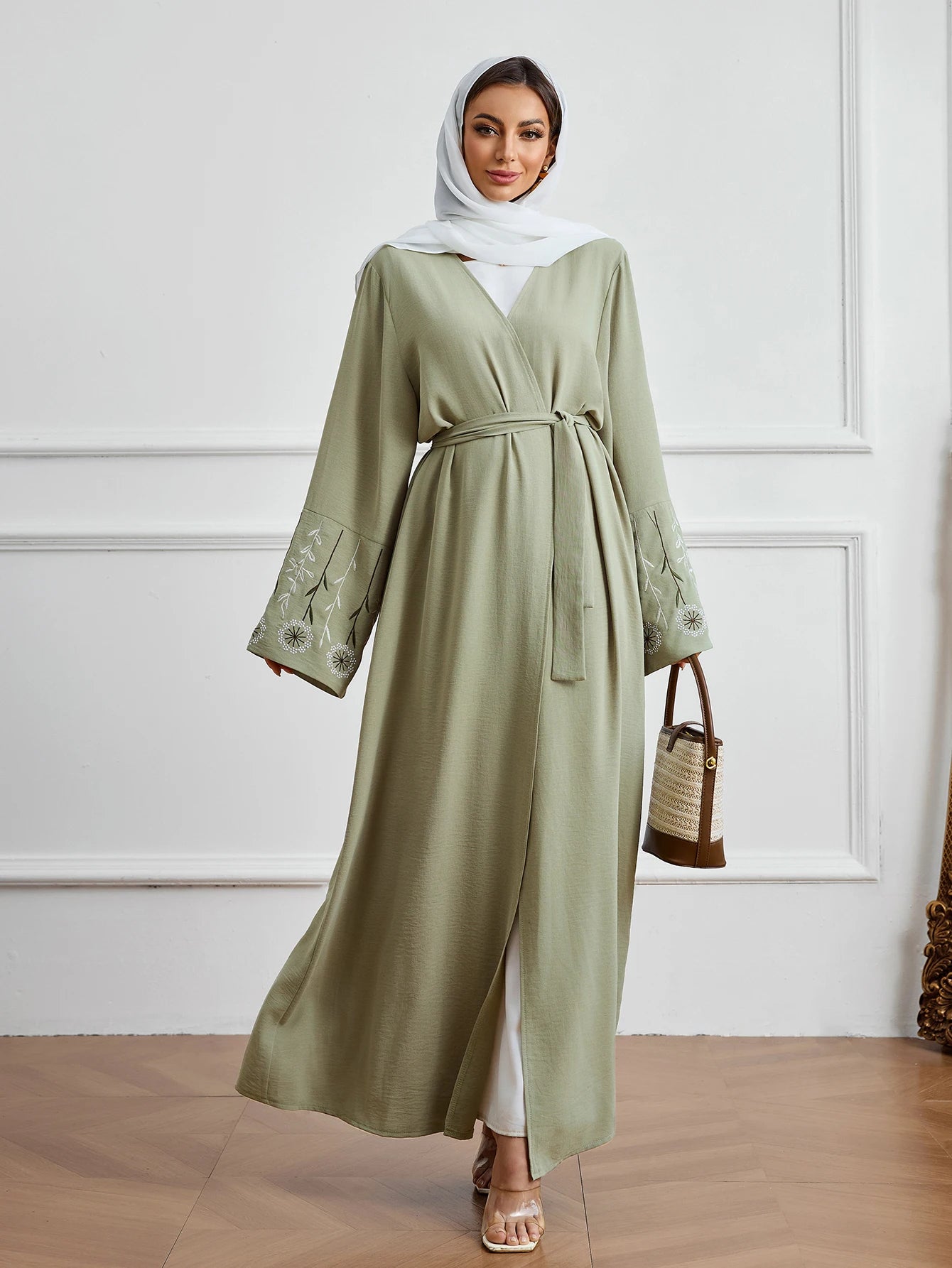 Zaynah Wrap Dress | Embroidered Elegance
