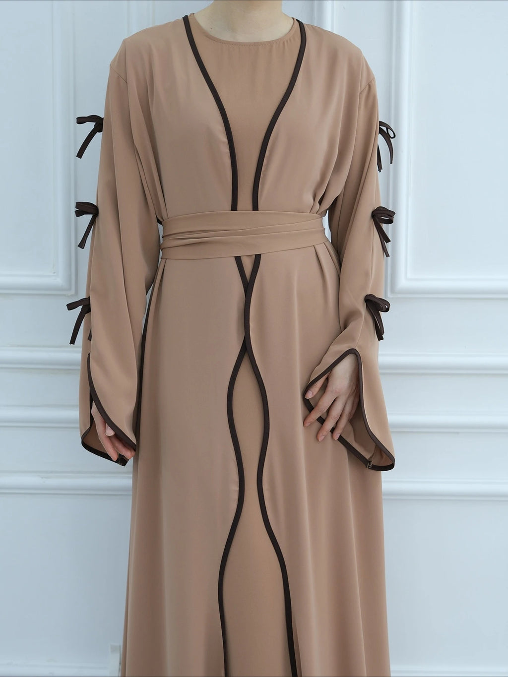 Zara Bow Abaya Set | Two-Piece Elegance