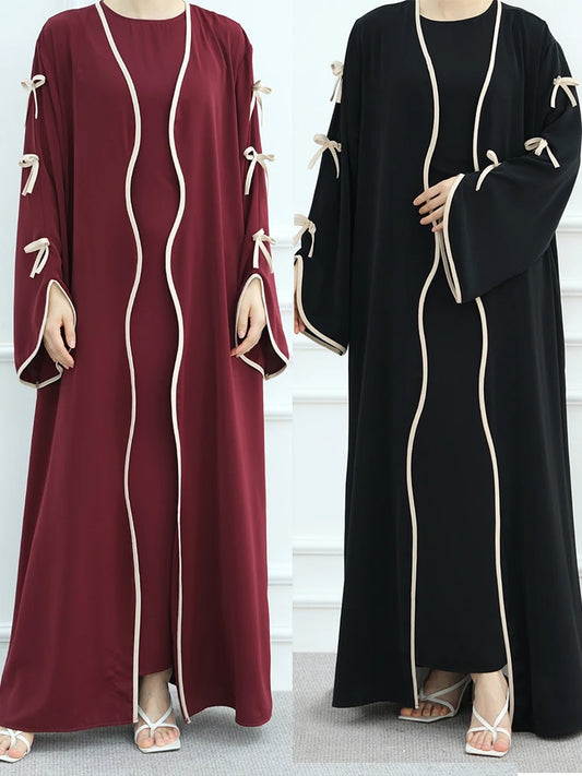 Zara Bow Abaya Set | Two-Piece Elegance