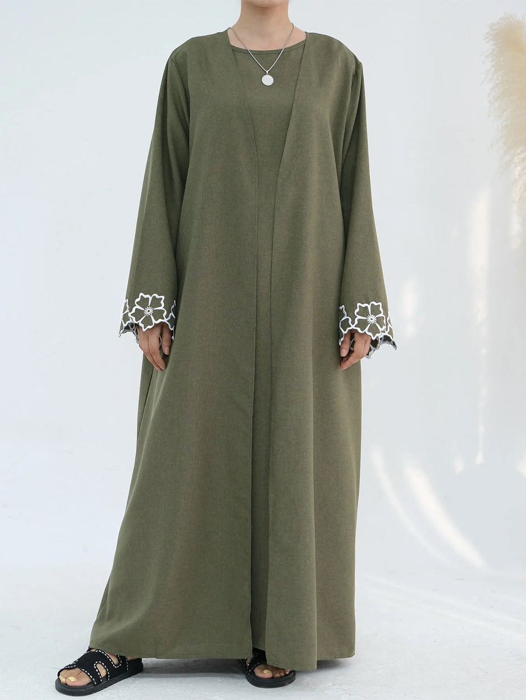 The Bloomed Abaya | Floral Sleeve Grace