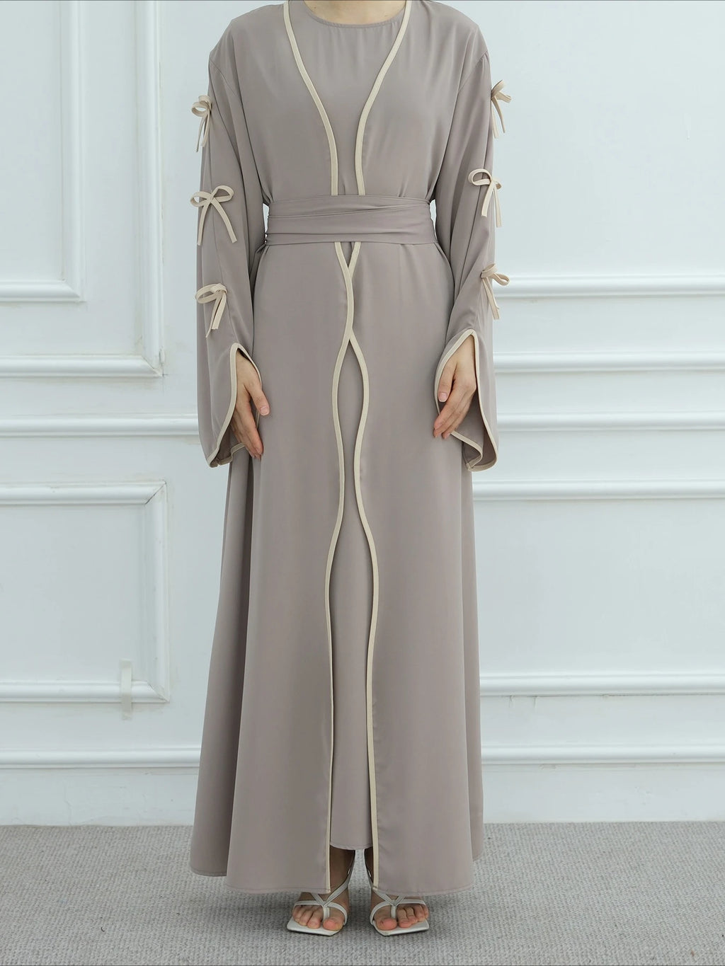 Zara Bow Abaya Set | Two-Piece Elegance