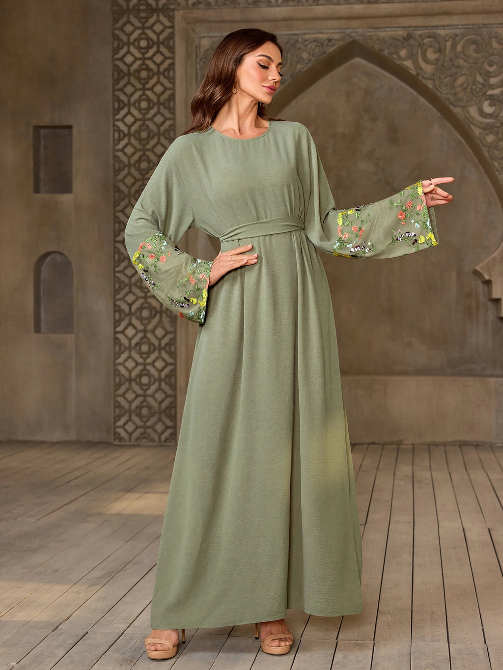 Olive Bloom Abaya